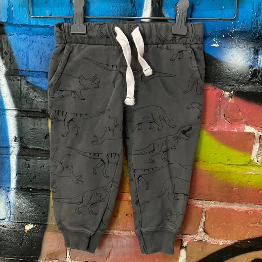 CARTER’S baby boy’s gray cotton DINOSAUR print stretch waistband jogger pants
